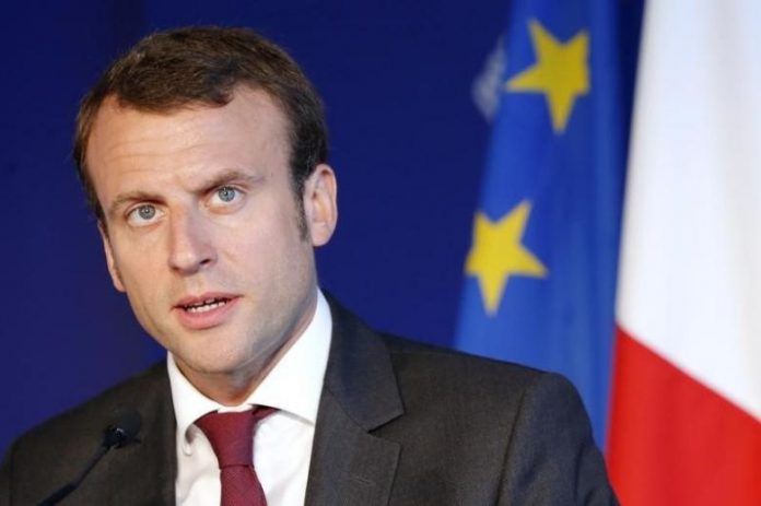 French Economy and Industry Minister Macron delivers a speech during the "Salon de l'industrie du Futur" at the Ecole des Mines engineering school in Nantes, western France